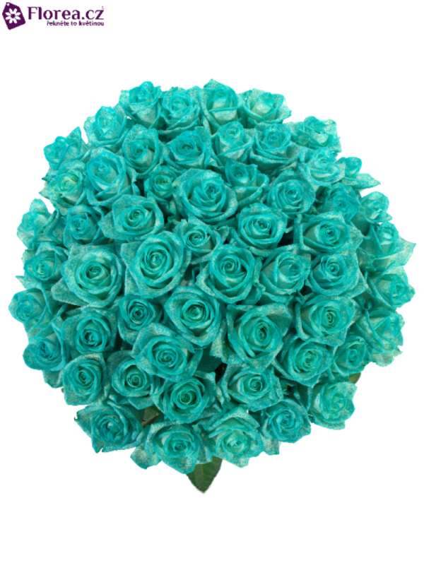Kytice - Kytice 55 ledově modrých růží ICE BLUE VENDELA 60cm